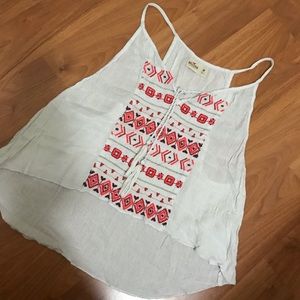 Tribal Print Embroidered Halter Top
